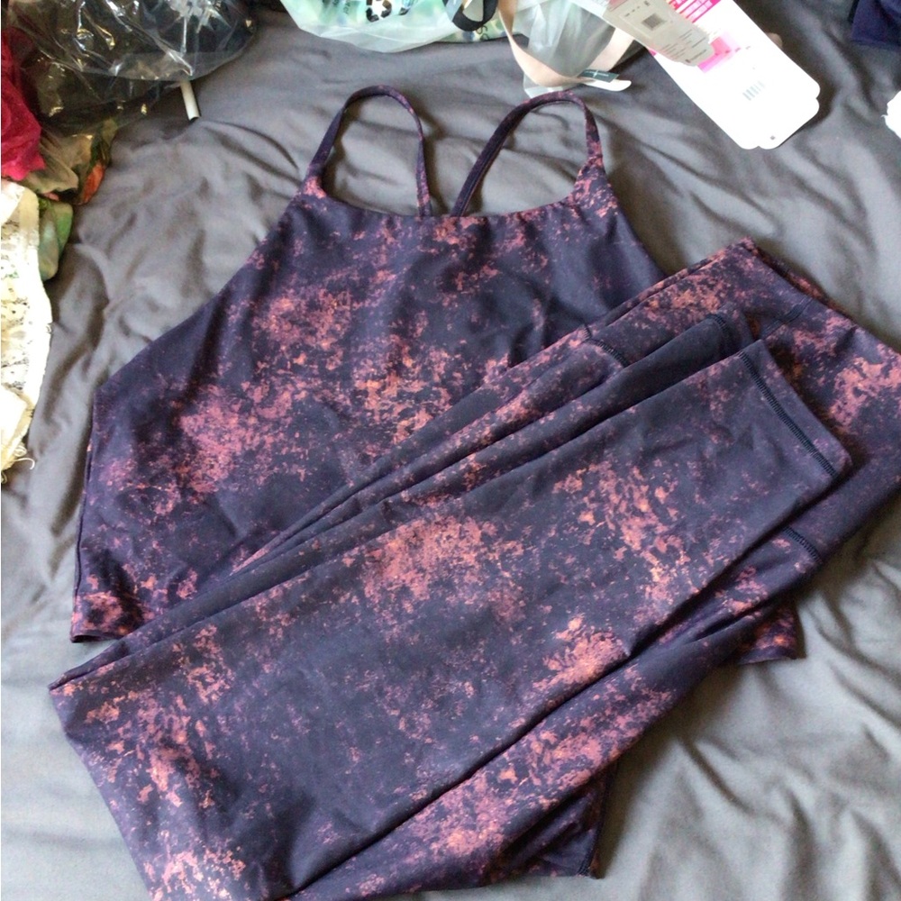 Old Navy Purple and Pink powersoft extra high rise leggings XL long linetop XXL